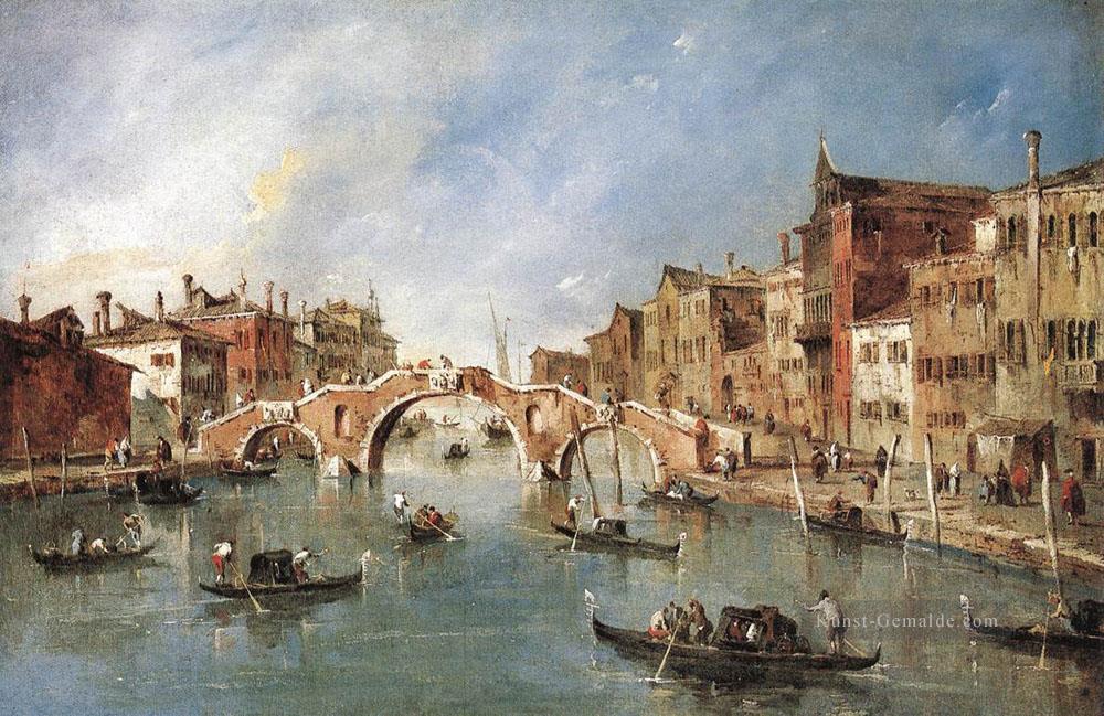 Die drei Bogenbrücke in Cannaregio Venezia Schule Francesco Guardi Ölgemälde